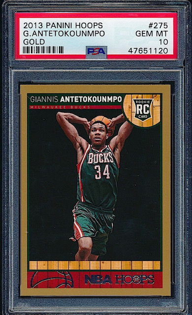 Giannis Antetokounmpo NBA Hoops Gold Rookie Card