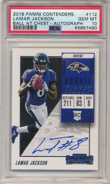 2018 Panini Contenders Auto Lamar Jackson Rookie Card