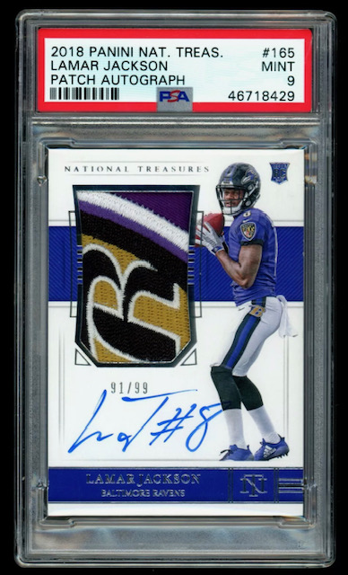 2018 National Treasures RPA Lamar Jackson Rookie Card