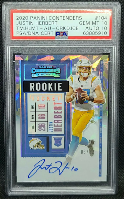 2020 Justin Herbert Contenders Cracked Ice Rookie