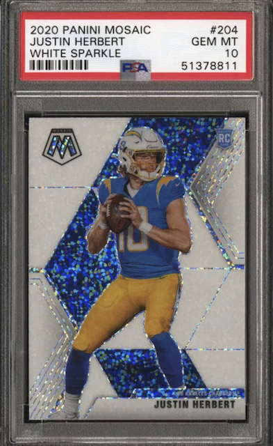 2020 Justin Herbert Mosaic White Sparkle Rookie