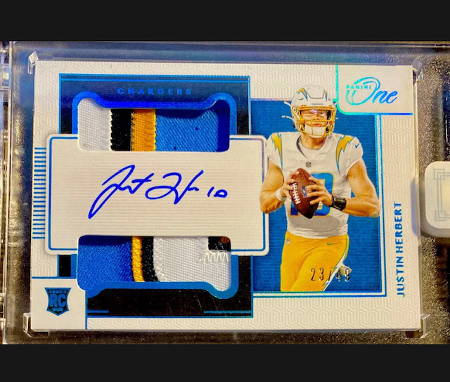 2020 Justin Herbert Panini One Dual Patch Auto Rookie