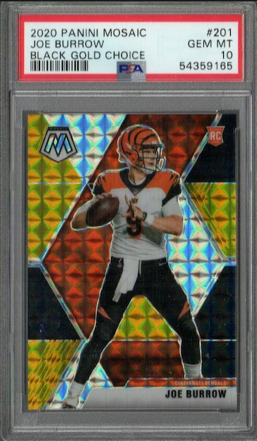 2020 Panini Mosaic Black Gold Choice Joe Burrow Rookie