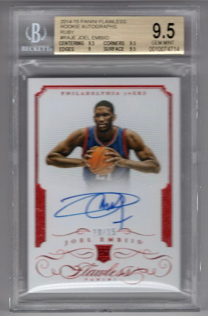 2014-15 Joel Embiid Flawless Ruby Rookie Card