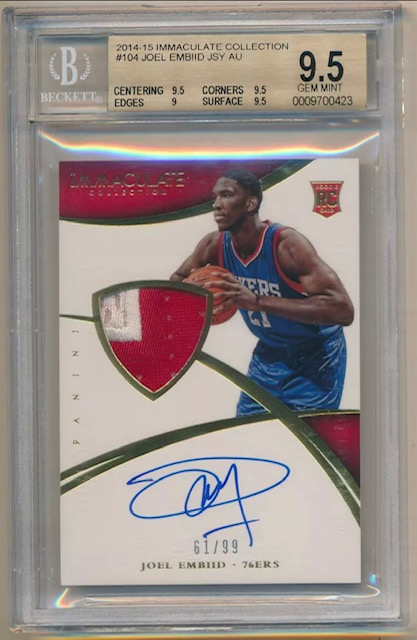 2014-15 Joel Embiid Immaculate RPA Rookie Card