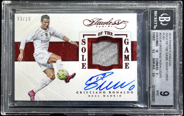 Photo of 2016 Cristiano Ronaldo Panini Flawless Sole of the Game Card