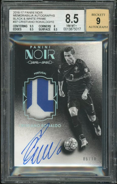 Photo of 2016 Cristiano Ronaldo Panini Noir Black & White Prime Card