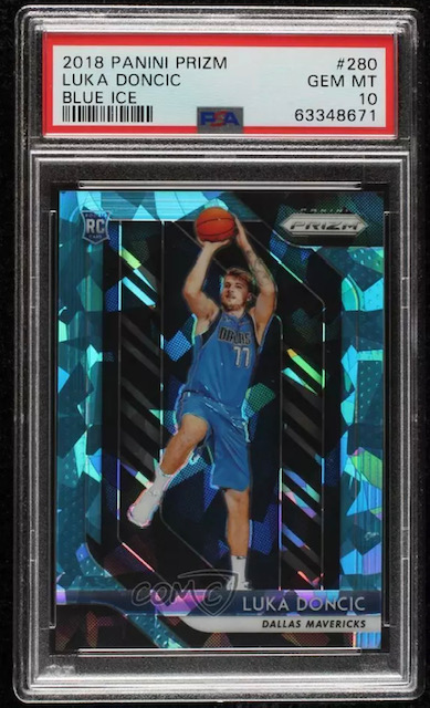 Photo of 2018-19 Luka Doncic Panini Prizm Blue Ice Rookie Card