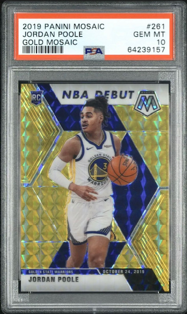 Photo of 2019 Jordan Poole Panini Mosaic NBA Debut Gold Rookie Card