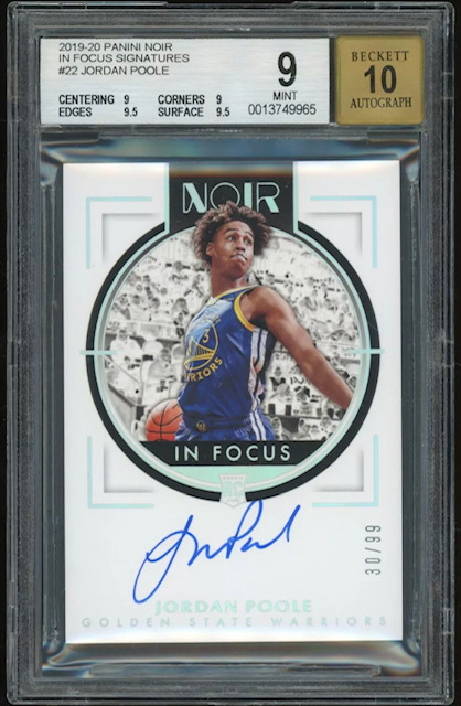 Photo of 2019 Jordan Poole Noir In Focus Rookie Card