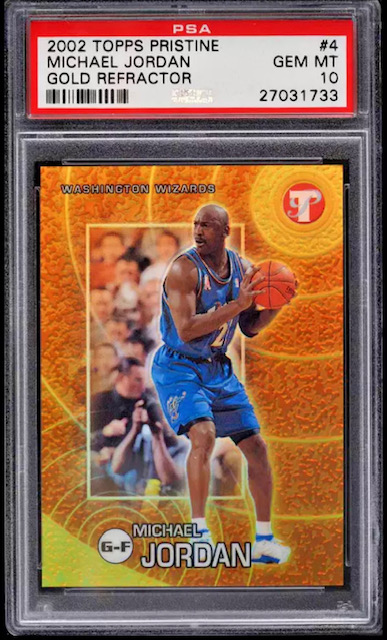 Photo of 2002 Michael Jordan Topps Pristine Gold Refractor Card