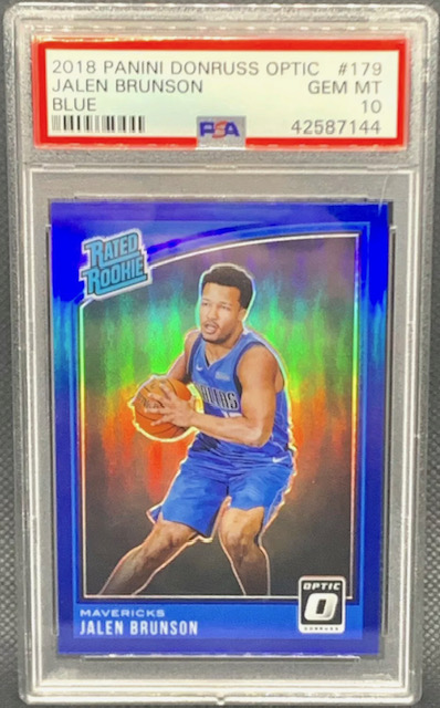 2018 Jalen Brunson Donruss Optic Blue Prizm Rookie Card Photo of 2018 Jalen Brunson Donruss Optic Blue Prizm Rookie Card