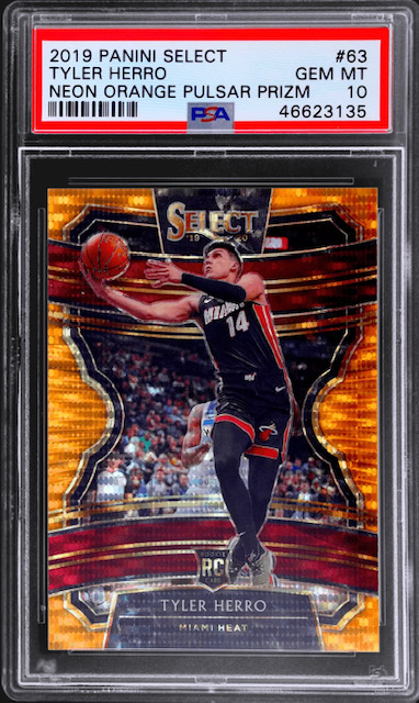 Photo of 2019 Tyler Herro Select Courtside Neon Prizm Rookie Card