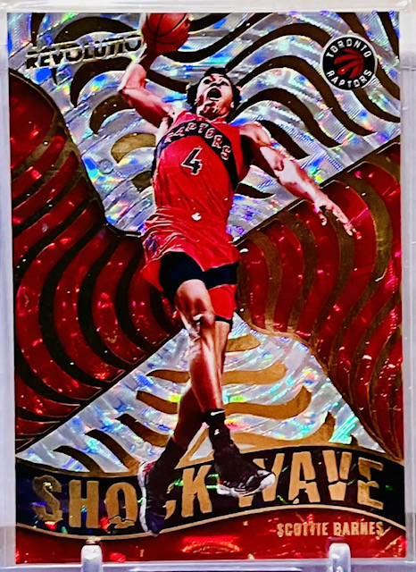 Photo of 2021 Scottie Barnes Panini Revolution Shockwave Fractal Rookie Card