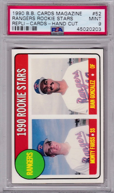 Photo of 1990 Juan Gonzalez Baseball Card Magazine Rookie Card