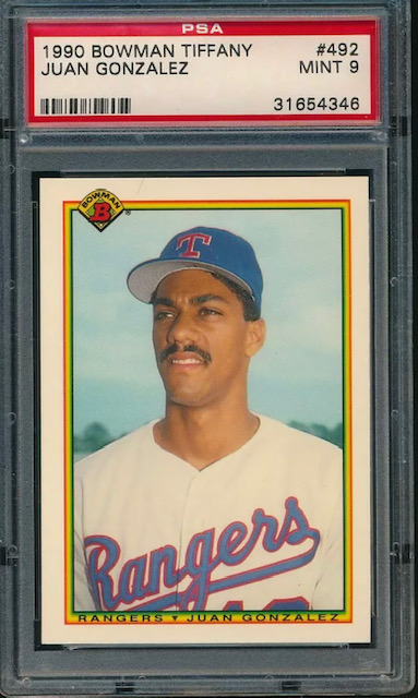 Photo of 1990 Juan Gonzalez Bowman Tiffany Rookie Card