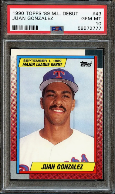Photo of 1990 Juan Gonzalez Topps Debut Rookie Card