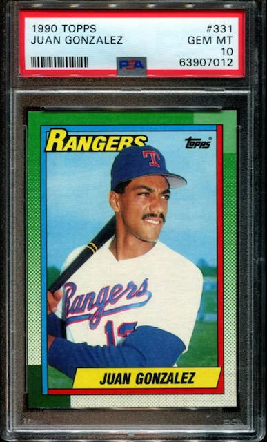 Photo of 1990 Juan Gonzalez Topps Rookie Card