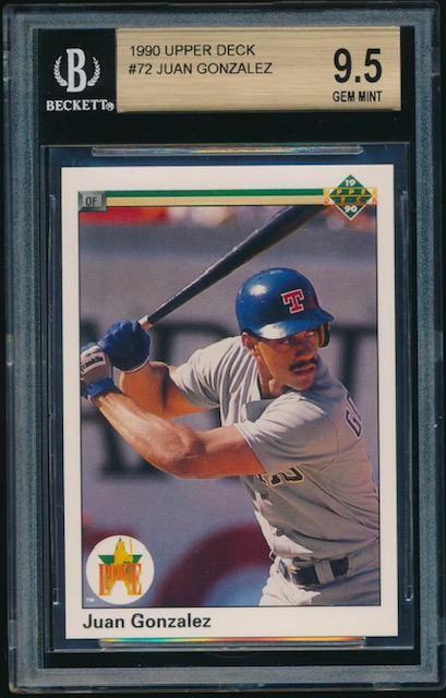 Photo of 1990 Juan Gonzalez Upper Deck Rookie Card