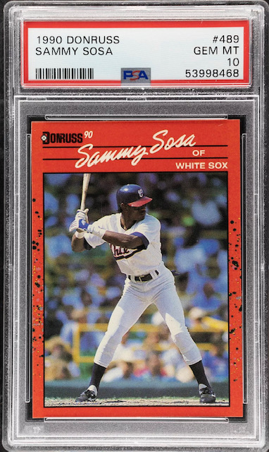 Photo of a 1990 Sammy Sosa Donruss Rookie Card