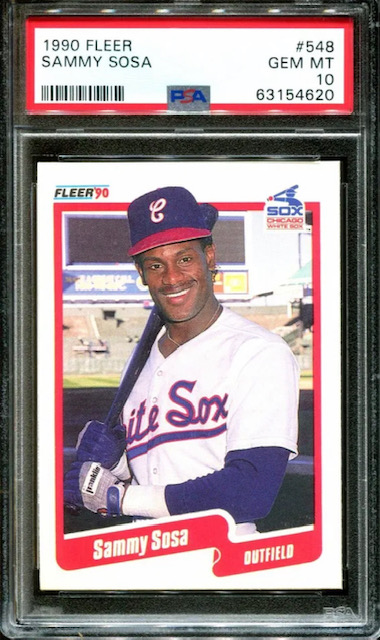 Photo of a 1990 Sammy Sosa Fleer Rookie Card