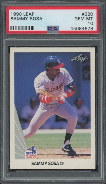 Photo of a 1990 Sammy Sosa Leaf Rookie Card
