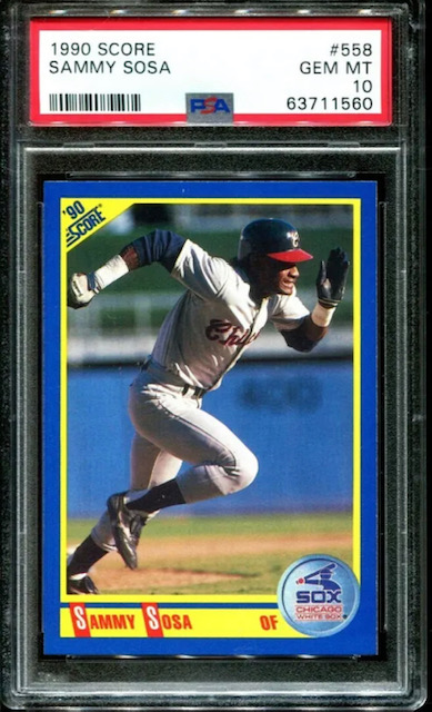 Photo of a 1990 Sammy Sosa Score Rookie Card