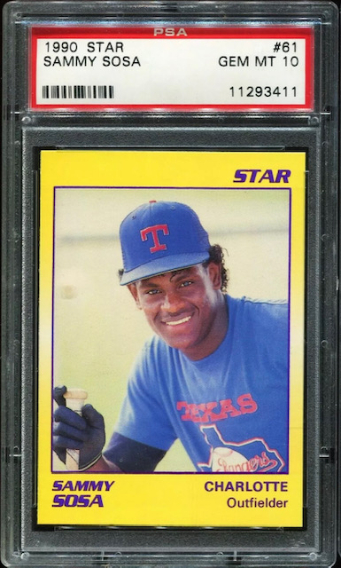 Photo of a 1990 Sammy Sosa Star Rookie Card