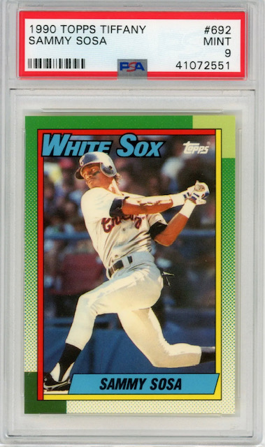 Photo of a 1990 Sammy Sosa Topps Tiffany Rookie Card