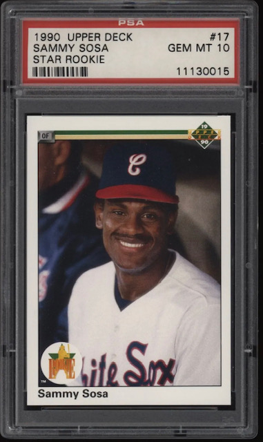 Photo of a 1990 Sammy Sosa Upper Deck Rookie Card