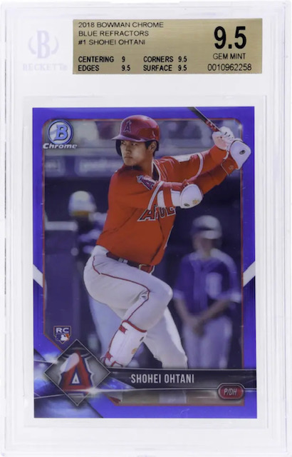 Photo of 2018 Shohei Ohtani Bowman Chrome Blue Refractor Rookie Card