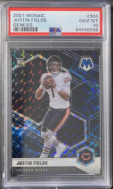 Photo of 2021 Justin Fields Mosaic Genesis Rookie Card