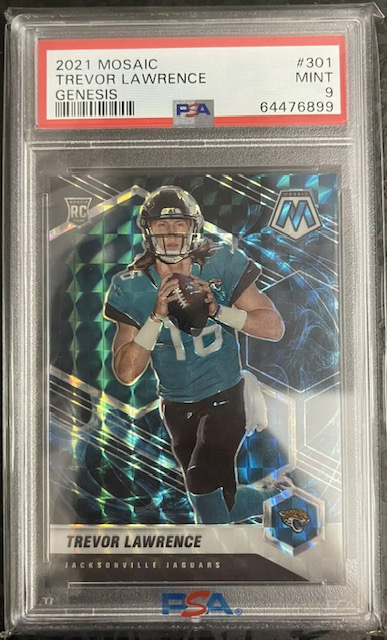 Photo of 2021 Trevor Lawrence Mosaic Genesis Rookie Card
