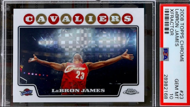 Photo of a 2008-09 Lebron James Topps Chrome Chalk Toss Card