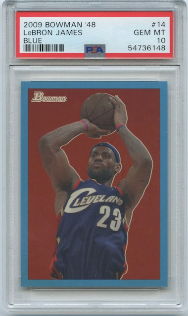 Photo of a 2009-10 Lebron James Bowman 48 Blue Card