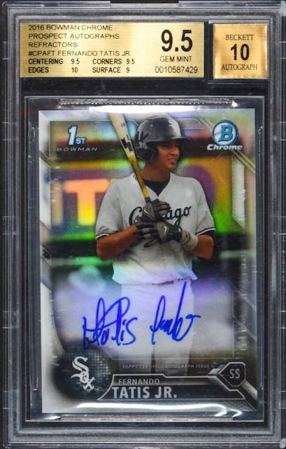 Photo of a 2016 Fernando Tatis Jr Bowman Chrome 1st Prospects Auto Rookie Card