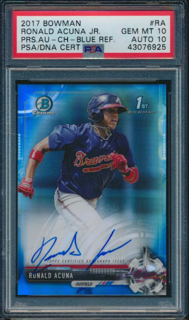 Photo of a 2017 Ronald Acuna Bowman Chrome 1st Prospect Auto Rookie Card