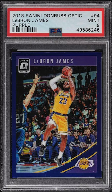 Photo of a 2018 Lebron James Optic Purple Card