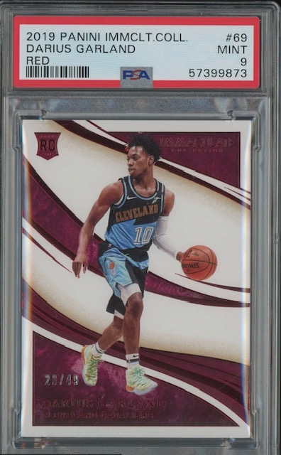 2019-20 Darius Garland Immaculate Red Rookie Card Photo of a 2019-20 Darius Garland Immaculate Red Rookie Card