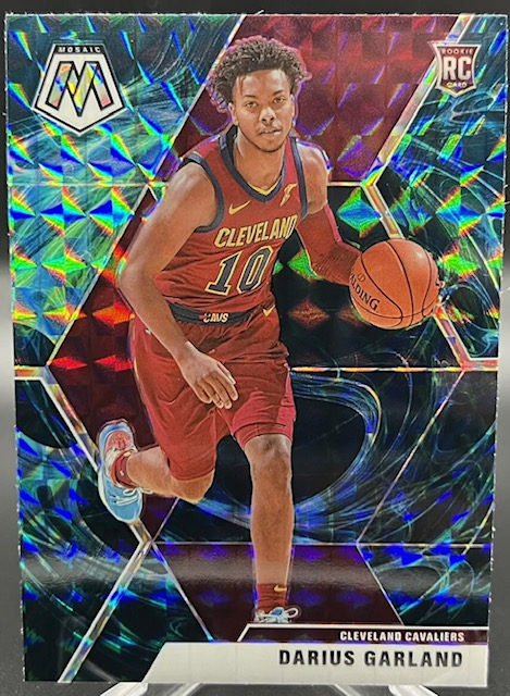 2019-20 Darius Garland Mosaic Genesis Rookie Card Photo of a 2019-20 Darius Garland Mosaic Genesis Rookie Card
