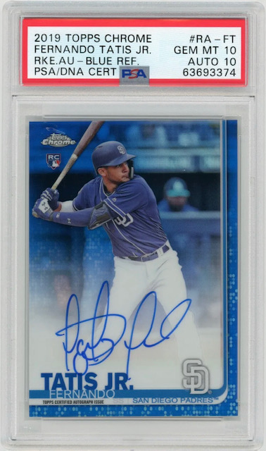 Photo of a 2019 Fernando Tatis Jr Topps Chrome Blue Rookie Card