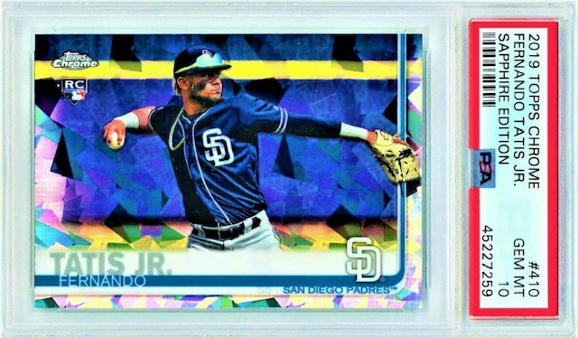 Photo of a 2019 Fernando Tatis Jr Topps Chrome Sapphire Rookie Card