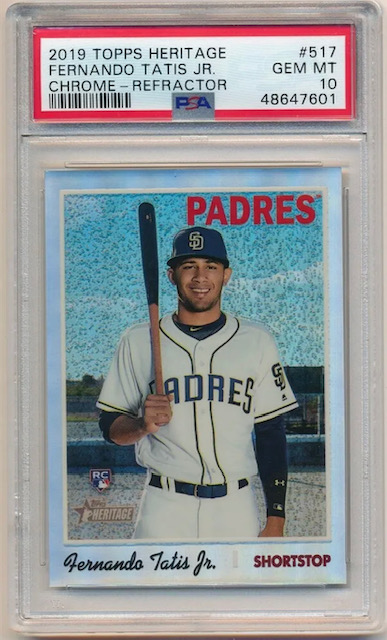 Photo of a 2019 Fernando Tatis Jr Topps Heritage Chrome Rookie Card