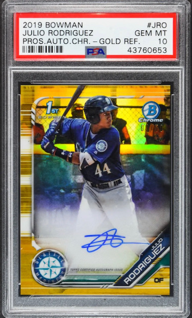 Photo of a 2019 Julio Rodriguez Bowman Chrome 1st Prospects Auto Rookie Card