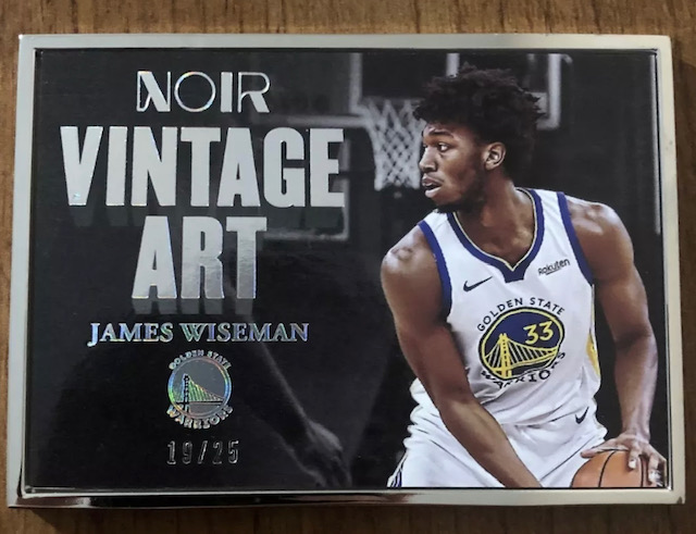 Photo of a 2020-21 James Wiseman Panini Noir Vintage Art Rookie Card