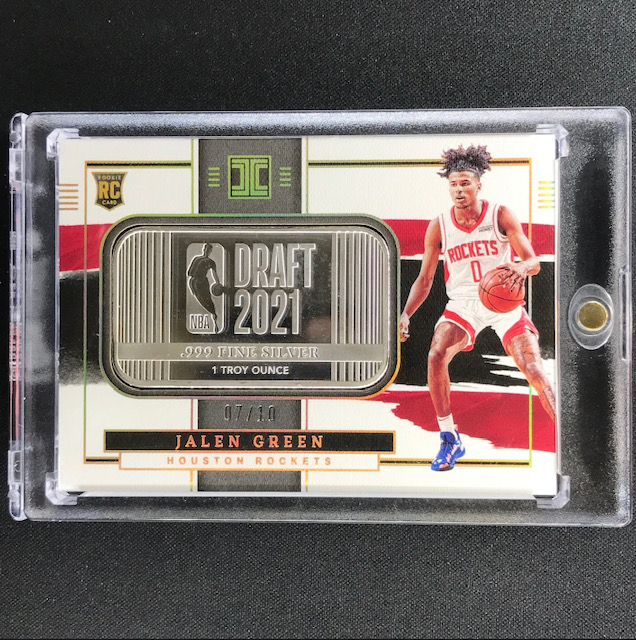 Photo of a 2021 Jalen Green Impeccable Silver Bar Rookie Card