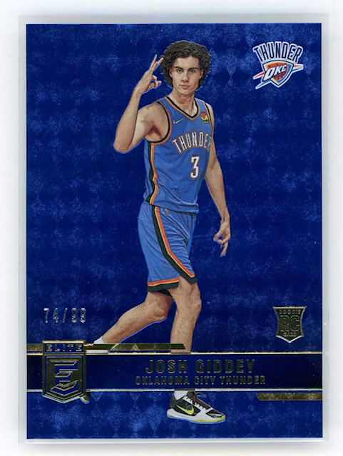 2021 Josh Giddey Donruss Elite Blue Rookie Card Photo of a 2021 Josh Giddey Donruss Elite Blue Rookie Card