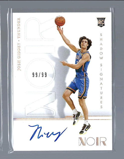 Photo of a 2021 Josh Giddey Panini Noir Spotlight Signatures Rookie Card