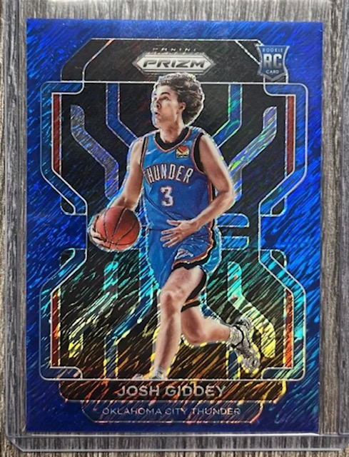 Photo of a 2021 Josh Giddey Panini Prizm Blue Shimmer Rookie Card