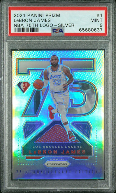 Photo of a 2021 Lebron James Panini Prizm 75th Anniversary Card
